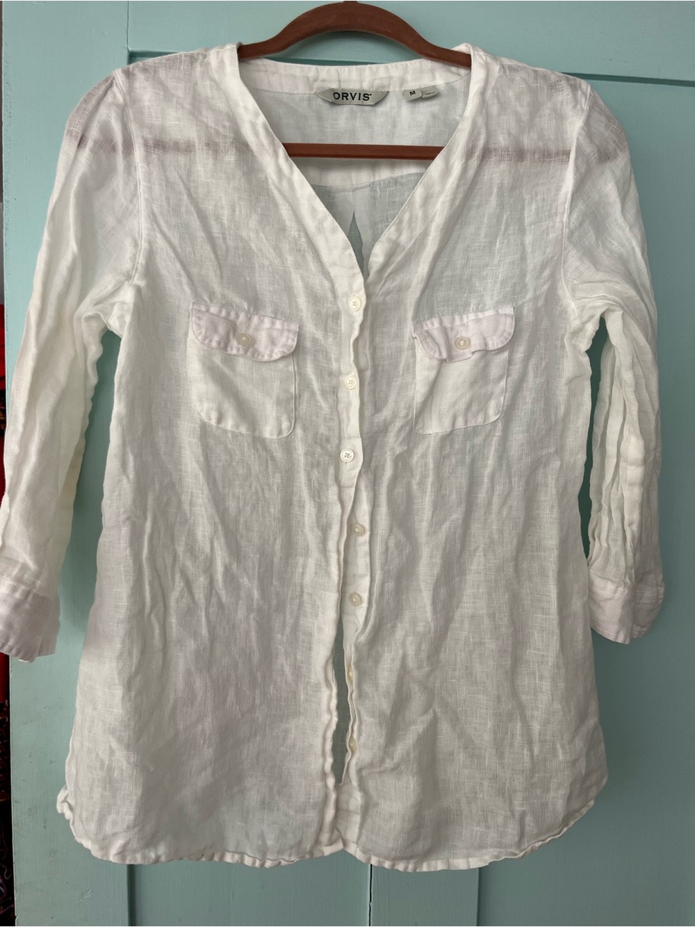 Orvis white linen top